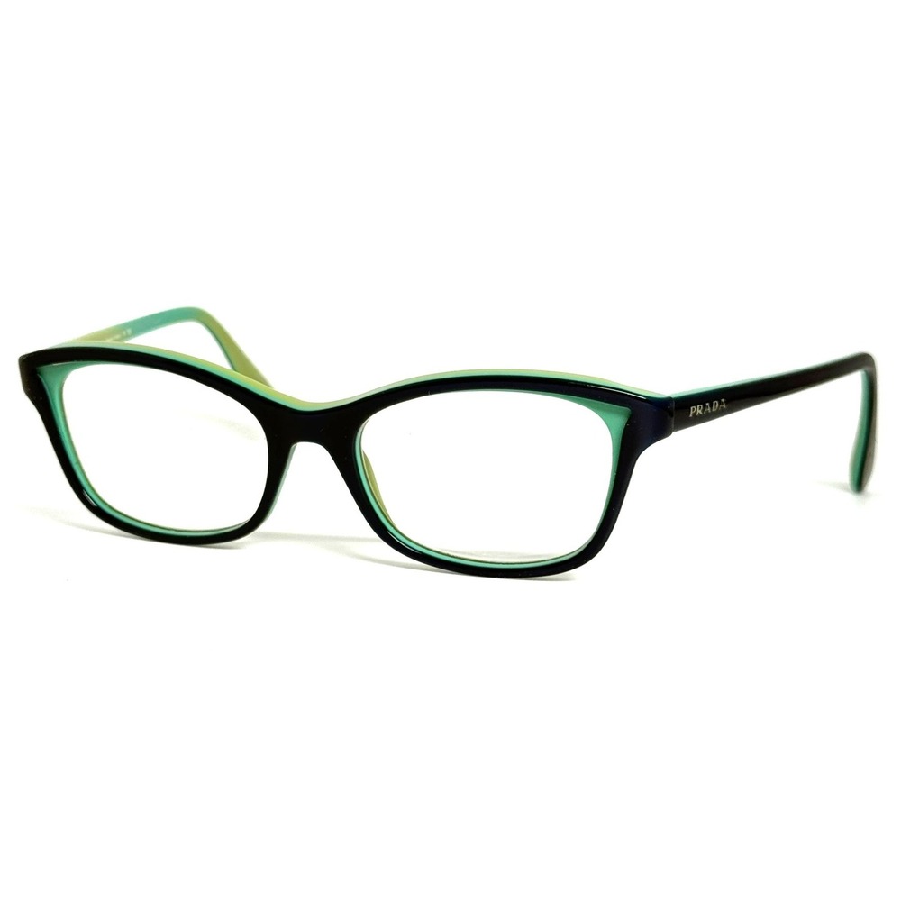 Prada VPR 06P Cat Eye Eyeglasses Navy Blue Green Teal 52-18-140 Italy